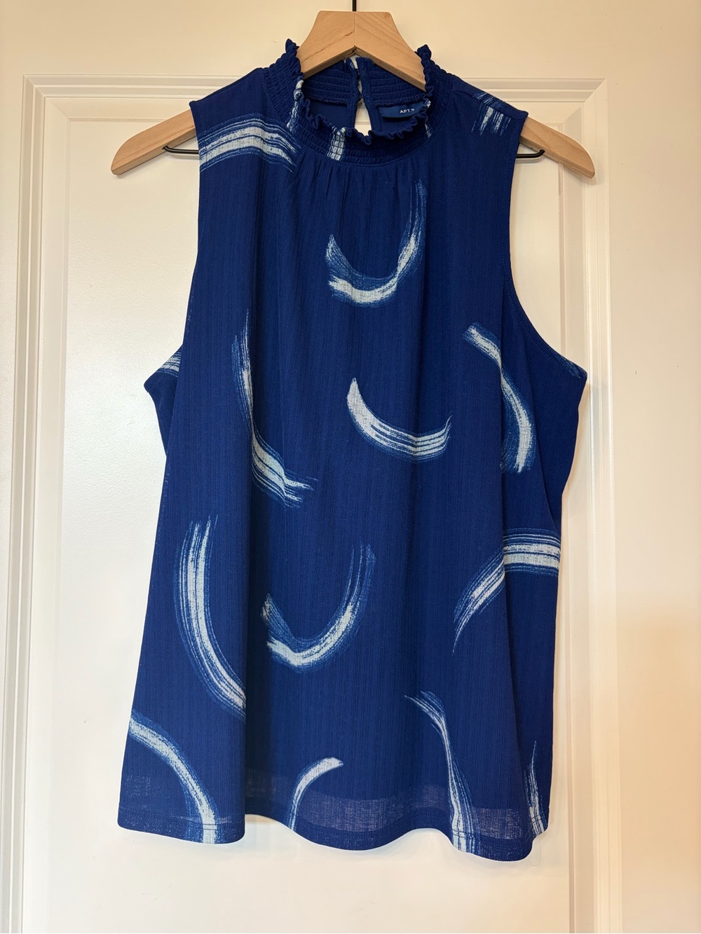 Apt. 9 Navy Brushstroke Mock Neck Sleeveless Top